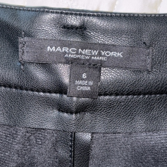 Marc New York Women’s Faux Leather Pants Size 6 – Belted, High-Waist, Black - Picture 6 of 6